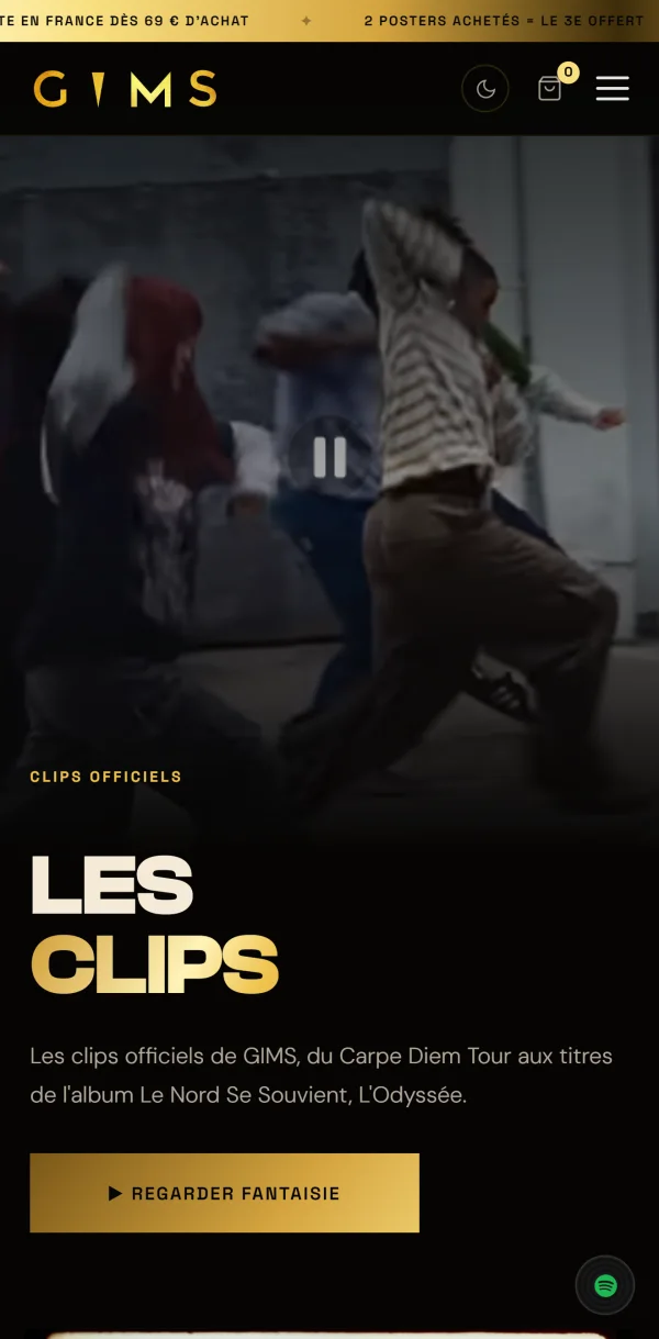 The clips page on a phone