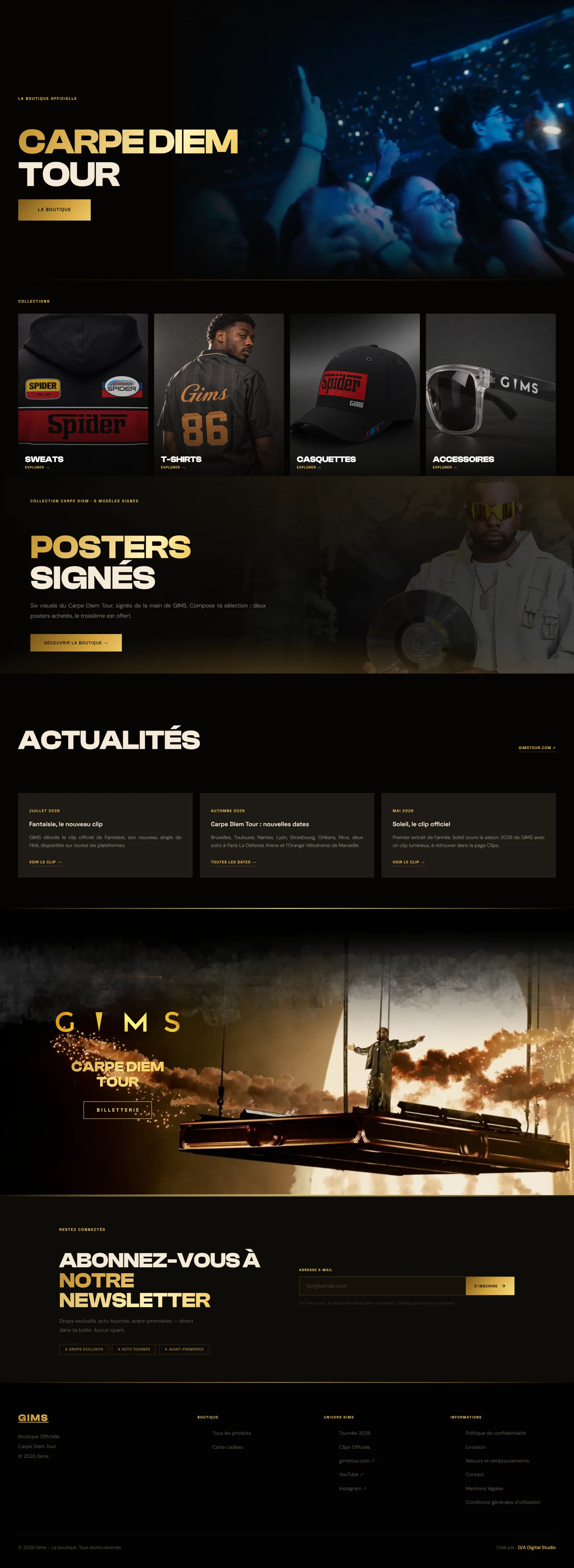 The GIMS store home page on a laptop
