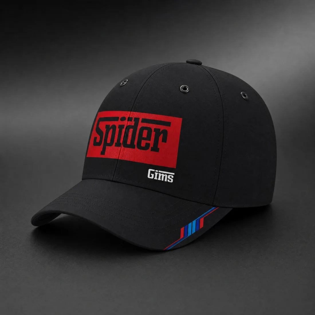 Black cap with the red Spider patch and the GIMS signature