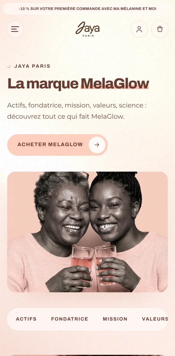 The brand page on a phone