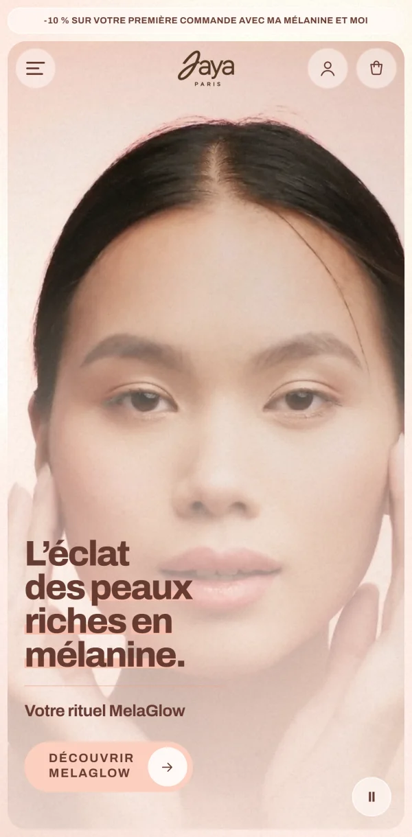 The home page of the JAYA Paris store on a phone
