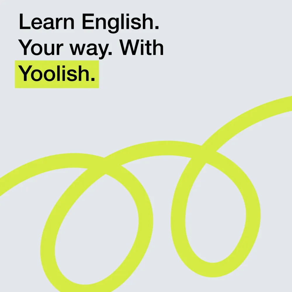 Learn English. Your way. With Yoolish، مع حلقة بلون الليم
